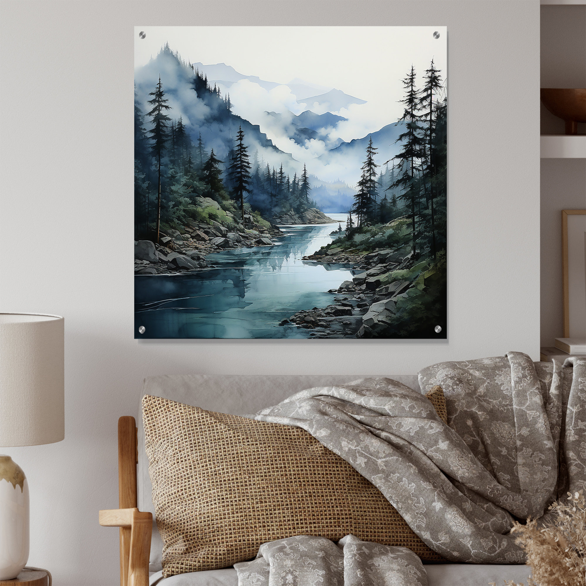 Millwood Pines Grey Blue Minimalism Forest Reflections II - Minimalism ...