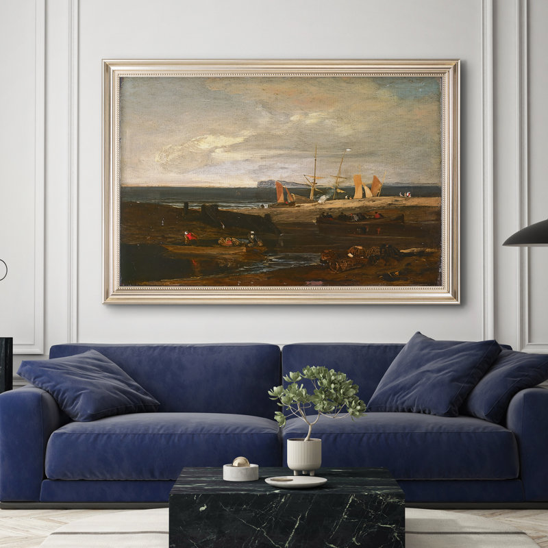 Une scène sur la côte anglaise, v. 1798-J.M.W. Turner - Toile encadrée sur mesure, 28 po x 40 po, Toile avec cadre