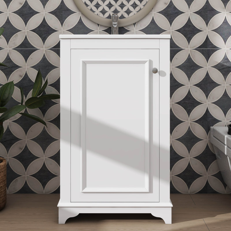 Ensemble de meuble-lavabo autoportant de 20 pouces avec porte d'armoire ajustable à fermeture en douceur et cuve en céramique