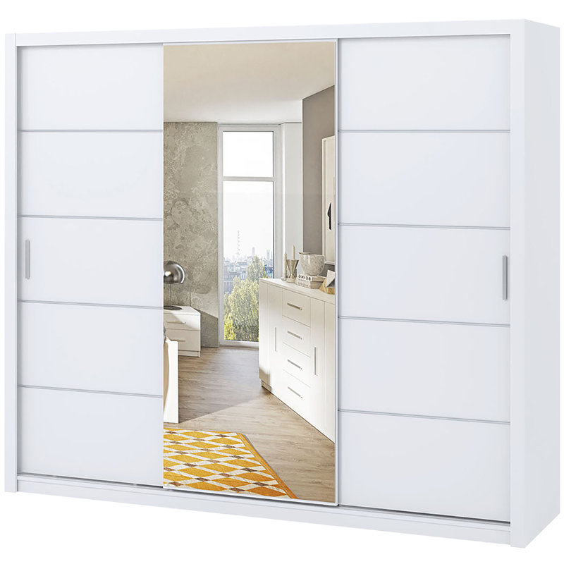 Frazierii 3 Door Manufactured Wood Wardrobe, White