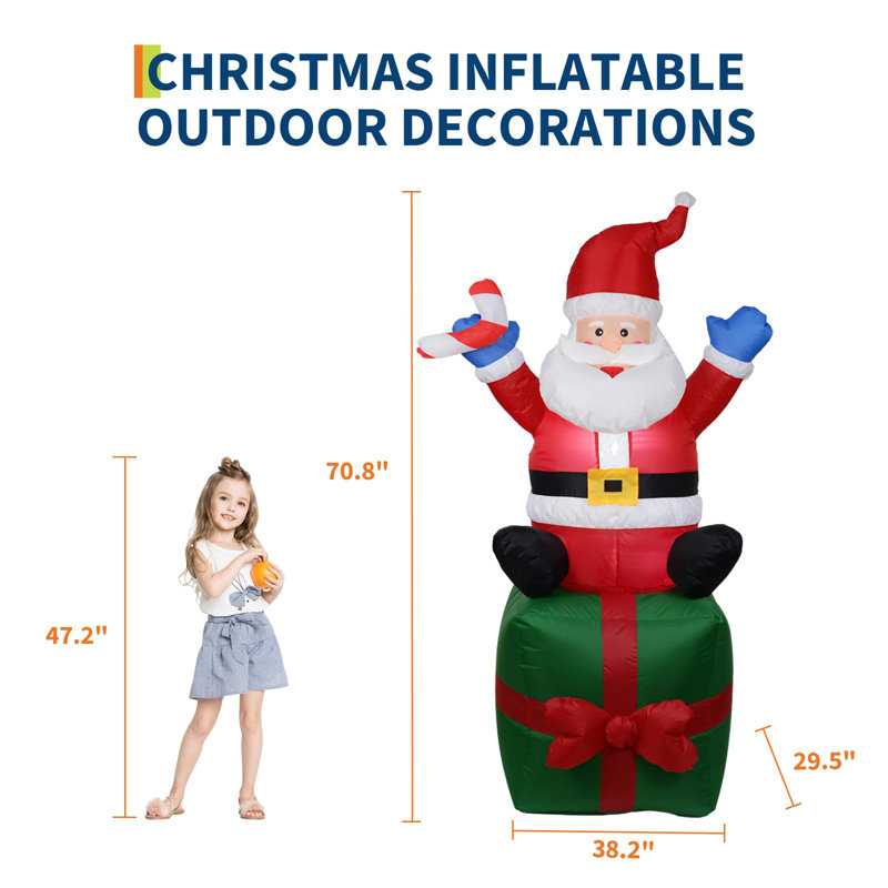 6ft Inflatable Santa Claus with Gift Box – Outdoor Christmas Yard Decoration with Blower for Garden, Patio & Lawn