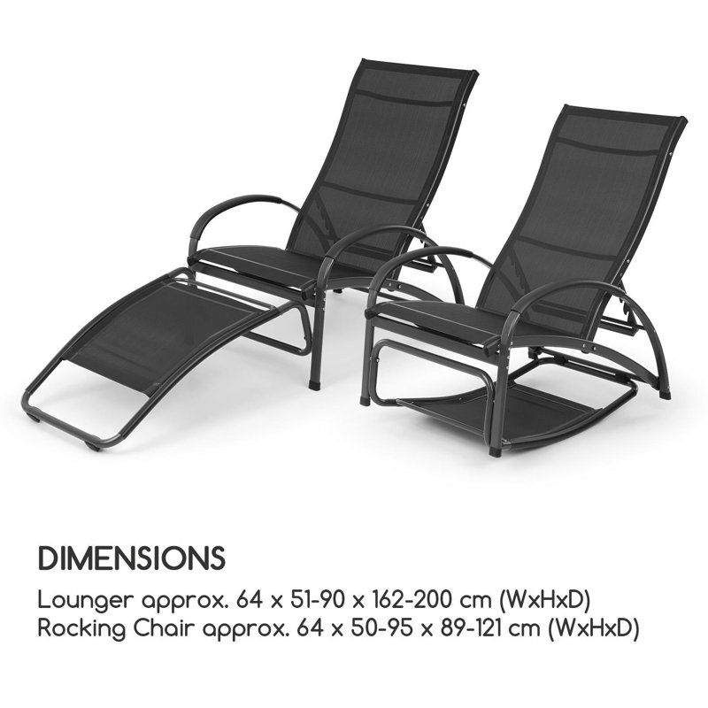 162cm Long Reclining Single Chaise, Black