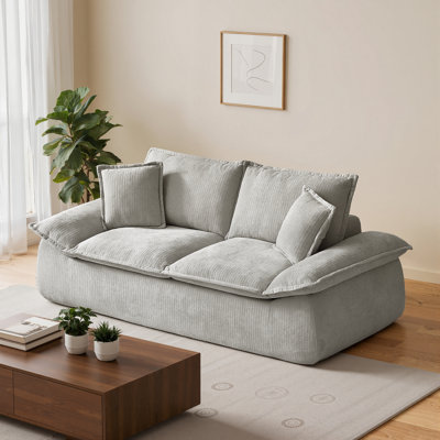 Canapé 79 po sans os 79 po, canapé 2 places avec coussins amovibles et 2 coussins, canapé en chenille pour salon