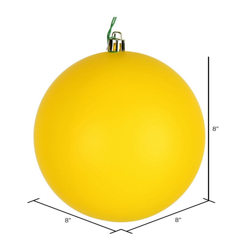 Décoration de boule décorative des Fêtes, H 8 po x l 8 po x P 8 po, Jaune mat