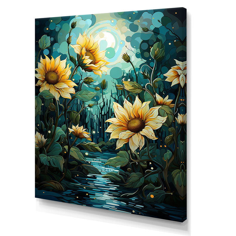 Tournesols méticuleusement sur toile, H 32 po x l 24 po x P 1 po, Toile tendue