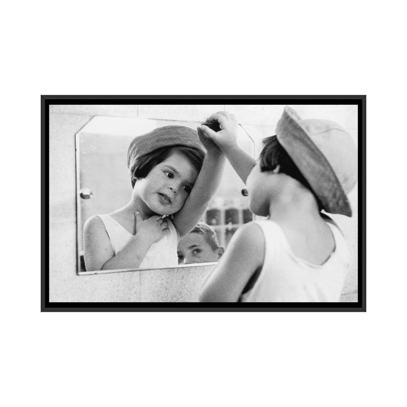 Tirza In Mirror (Israel, 1951) by Ruth Orkin - Print on Canvas, 66.04 cm H x 45.72 cm W, Black Framed