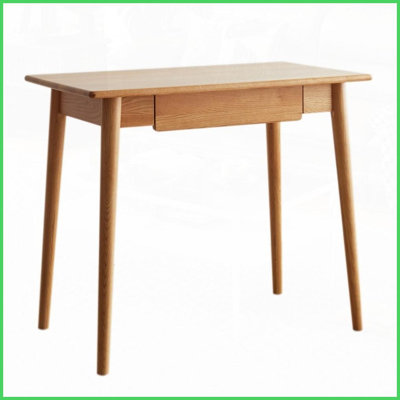 North American FAS-Grade Oak Coffee Table with Grey Fabric Top, Stain-Resistant, Storage Drawer &amp; Smooth Rounded Edges