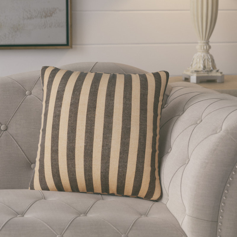 Stripe Jute / Sisal Reversible Throw Pillow