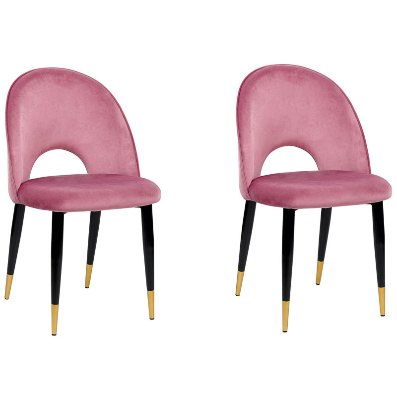 Folkston 48cm H Velvet Upholstered Side Chair, Pink