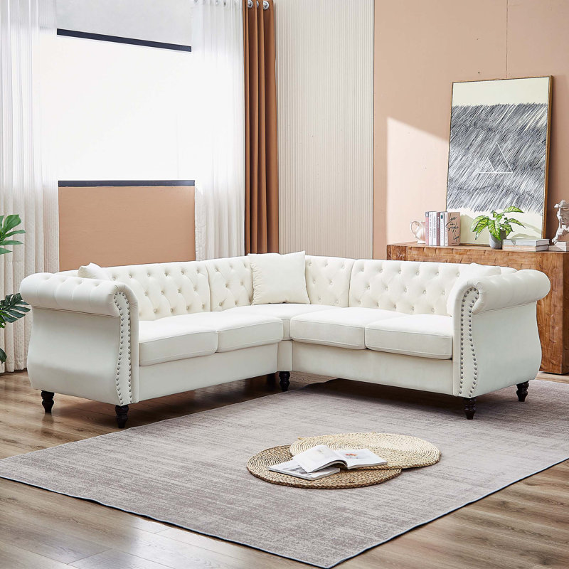 Canapé d'angle surdimensionné de 83,5 pouces, canapé modulaire en forme de L, canapés d'angle 5 places avec 3 coussins, Beige
