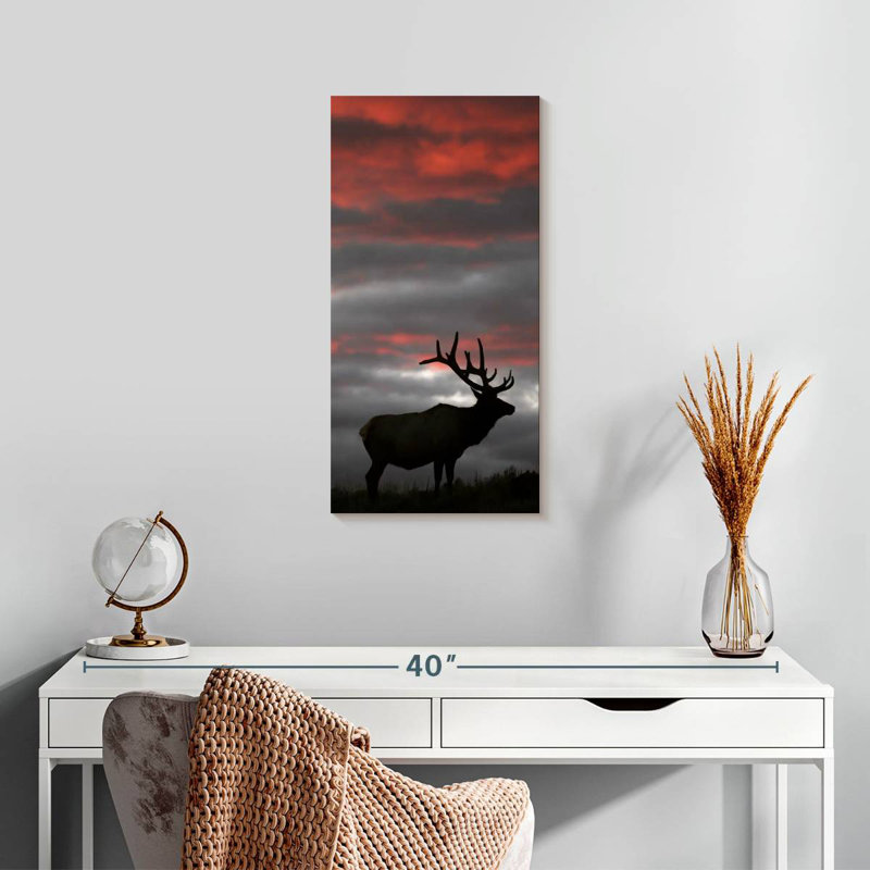 Coucher de soleil Elk Fiery, H 24 po x l 12 po