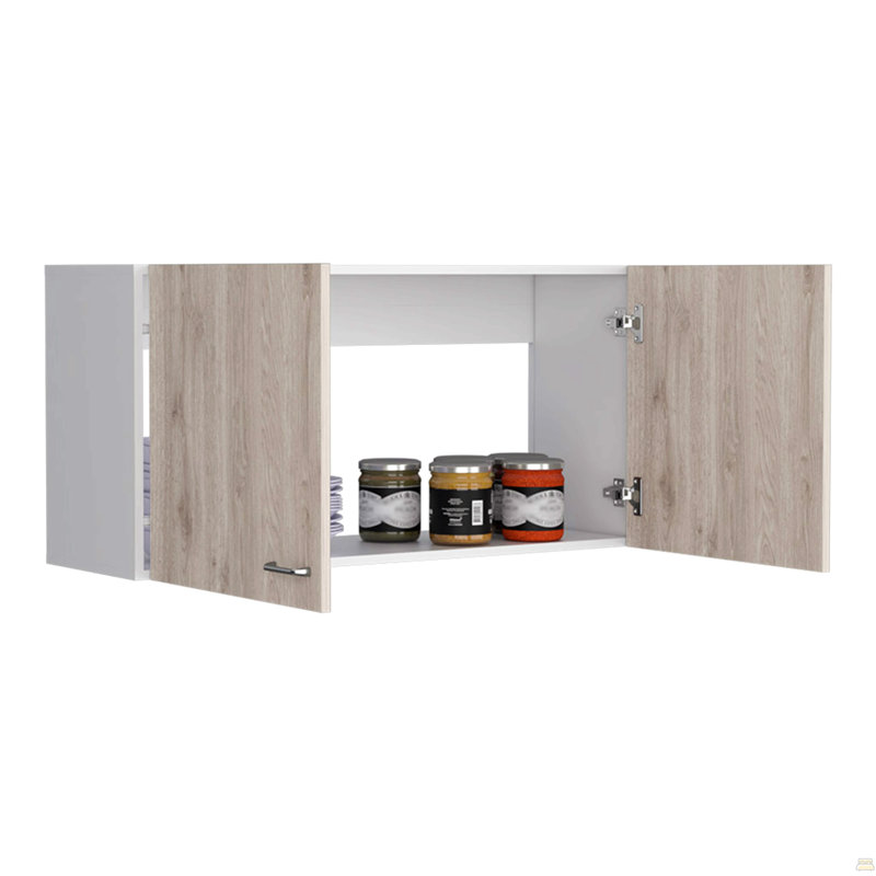 Armoire murale Toran, deux tablettes, porte double, Blanc
