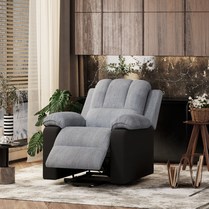 Aayansh Armchair Lift Reclining Chair Massage Heated Lounge Sofa with Padded Armrests, Gray Velvet, Black