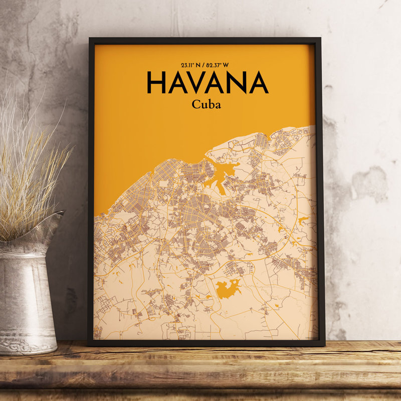 Havana City Map - No Frame Print, 50.8 cm H x 40.6 cm W x 0.1 cm D