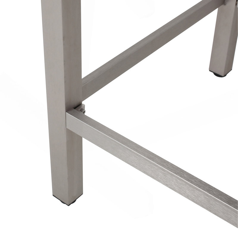 Table de bar d'extérieur en aluminium avec plateau en verre de 43 po, finition grise