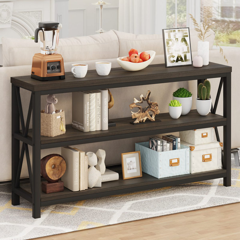 Guinna 55.1'' Console Table, Walnut Brown/Black