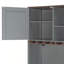 Grand lit escamotable avec rangement, support à vin, porte-verre, tiroirs et bande DEL multicolore en gris-117552126