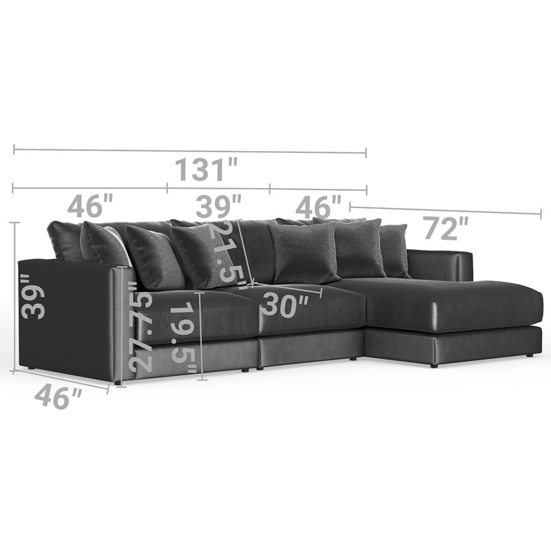 Nyrie 3-piece Modular Sofa Chaise, Green Polyester