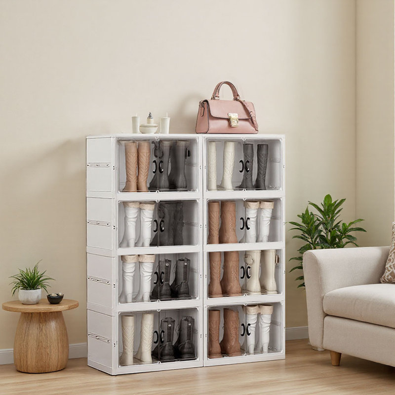 8 Pair Stackable Shoe Storage Cabinet