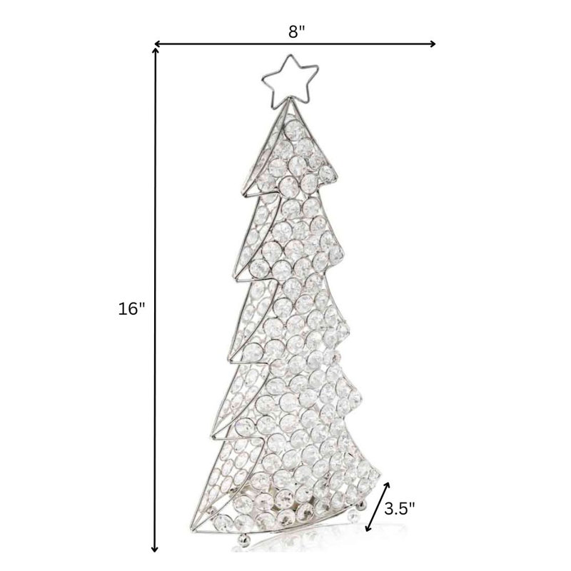 Arbre de Noël Corteza Cristal, Argent, L 10 po x P 5 po x H 16 po