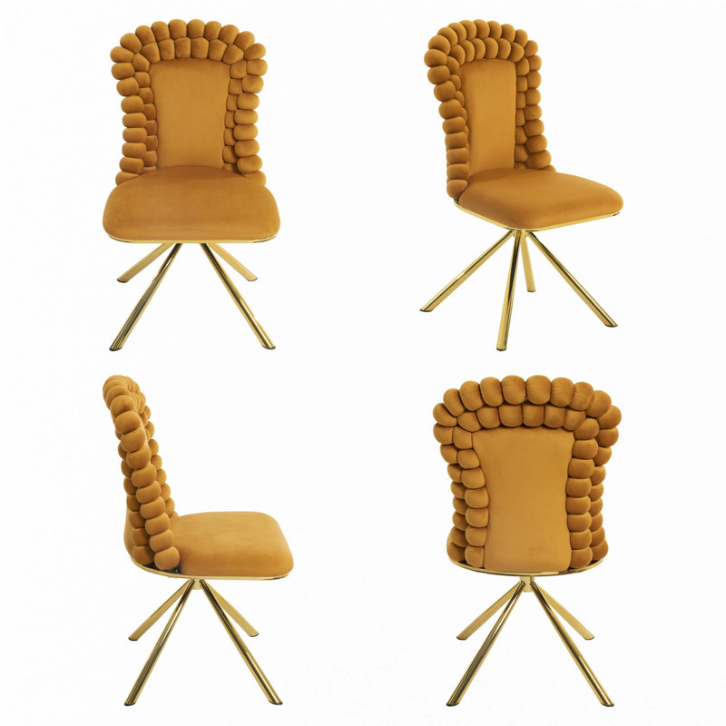 Chaises de salle à manger en velours, Beige