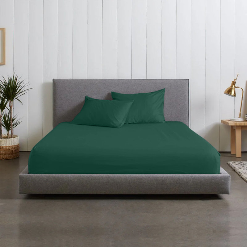 Microfiber Brushed Fitted Sheet, Emerald, Double (4'6)