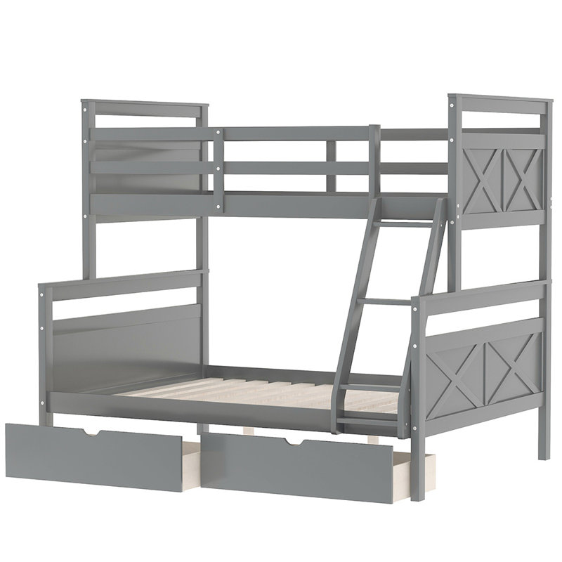 Fricks Kids Full Over Full Bunk Bed, Gray