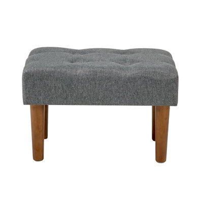Small Foot Stool Ottoman, Linen Ottoman Foot Rest With Legs, Rectangle Upholstered Footrest For Couch, Living Room, Under Desk