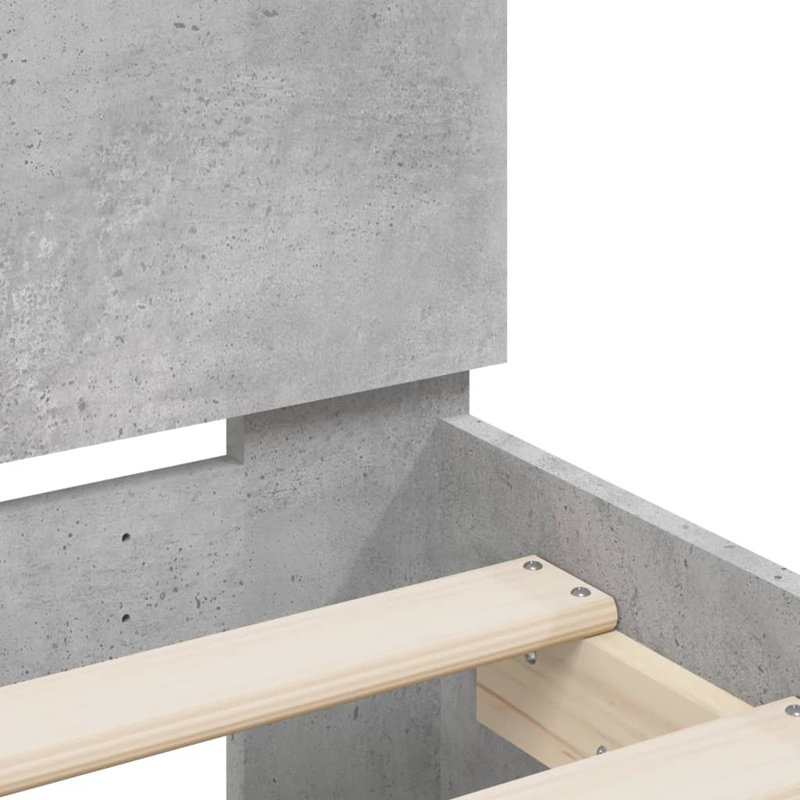 Vidaxl Bed Frame With Headboard Engineered Wood, European Single (90 x 200 cm), Concrete Grey