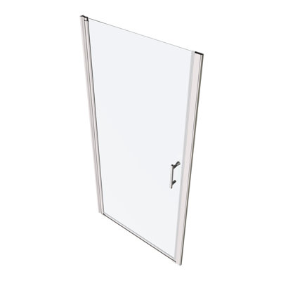 1/4" Tempered Glass Shower Door With Universal Pivot - 1 3/8" Adjustable, Polished Finish, #304 Stainless Steel Handle, Wall Channel, Easy Install, 36000 Open & Close Tests, Leakage, Smooth System ,