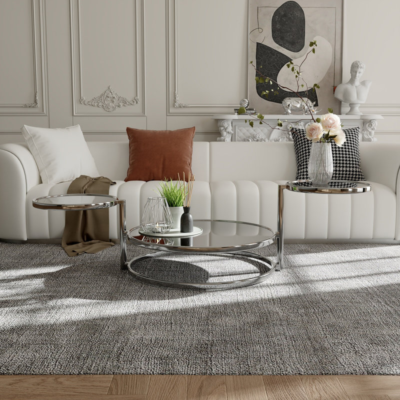 Table basse, Chrome poli, Argent