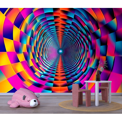 Papier peint spirale psychédélique - Illusion optique 3D pour chambre d'enfant Vn915 (Peel-N-Stick) VN915