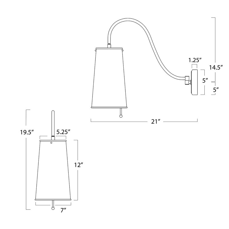 Hattie 1 - Light Armed Sconce, Natural Brass