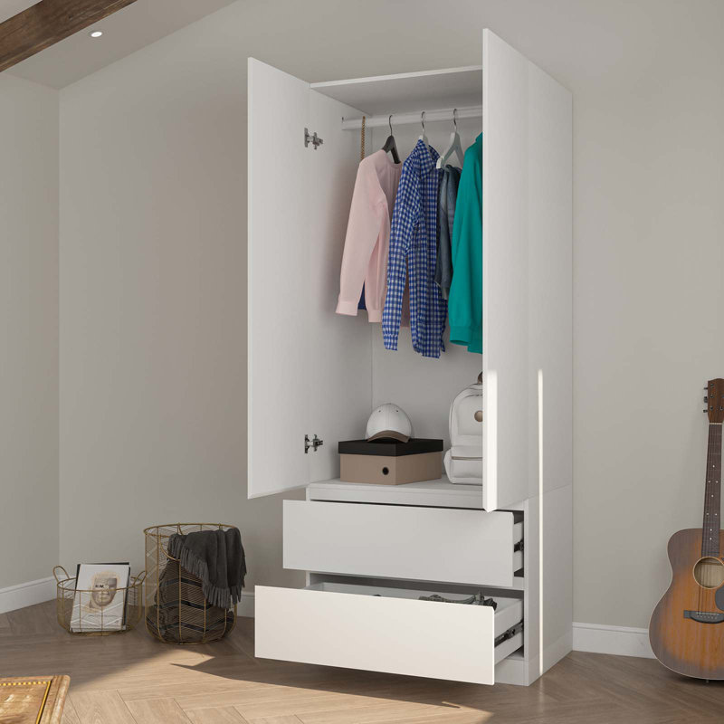 Armoire-penderie à 2 portes avec tiroirs H 78,74 po