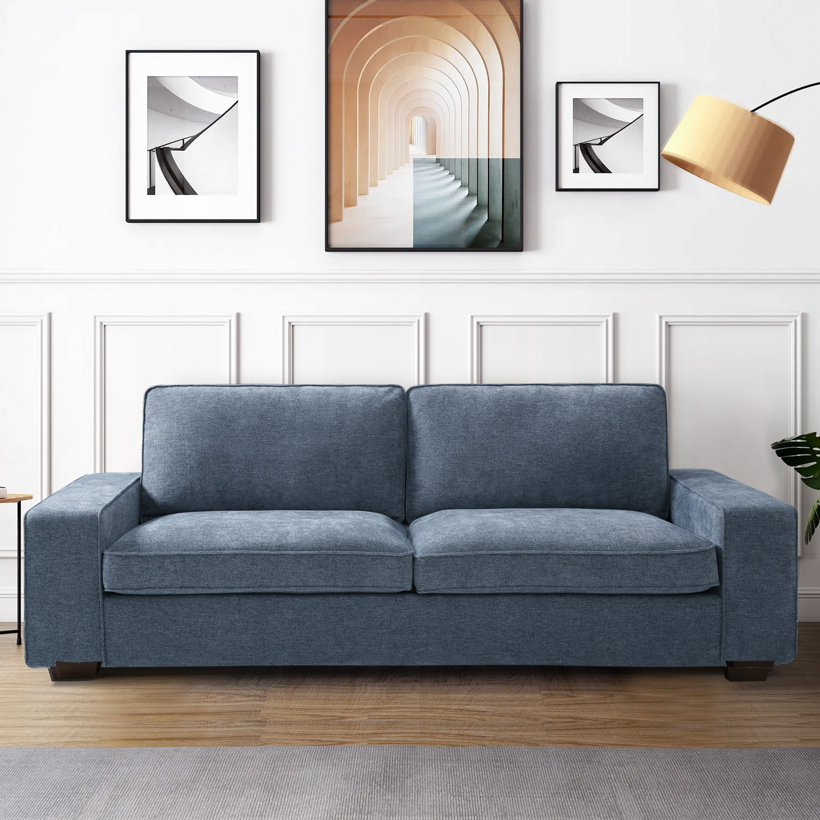 Jaramy 88.19'' Chenille Square Arm Upholstered Sofa Latitude Run Fabric: Dark Gray Chenille