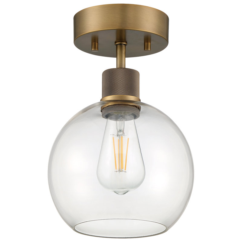Southglenn Glass Semi Flush Mount, Antique Brushed Brass