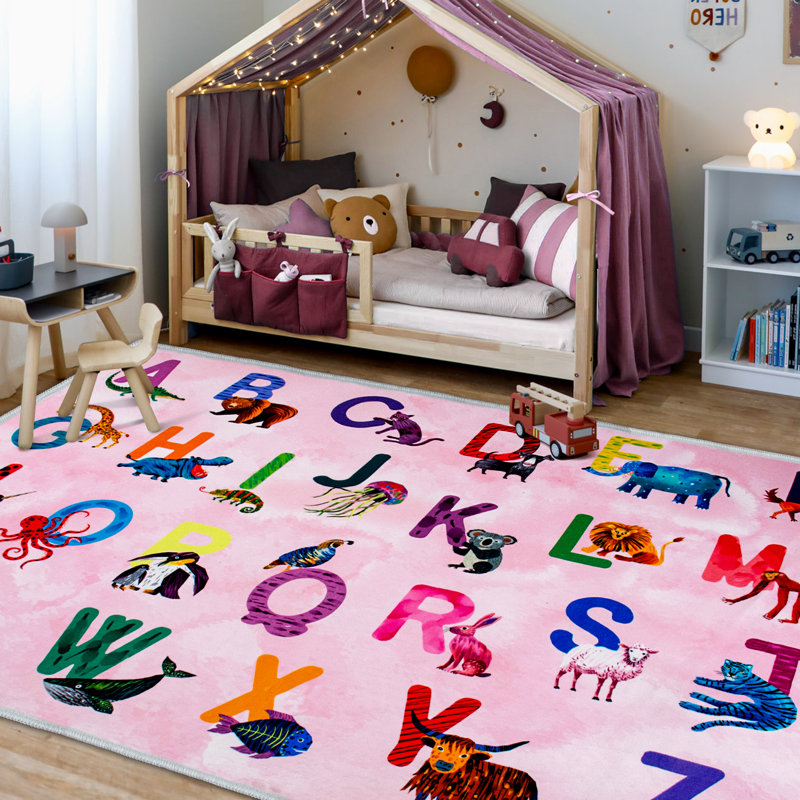 Tapis de classe Alphabet pour enfants, Rectangle 5' x 7'