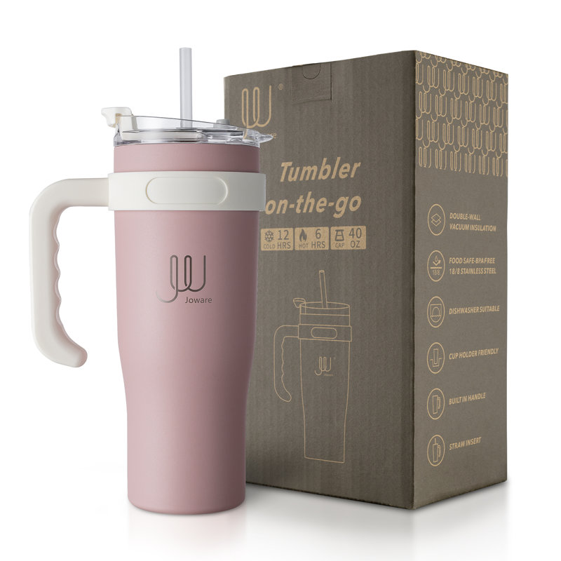 JOWARE 40 oz Gobelet de voyage à double paroi, Rose