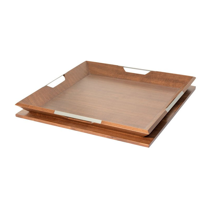 Le Solid Wood Tray, Polished Nickel
