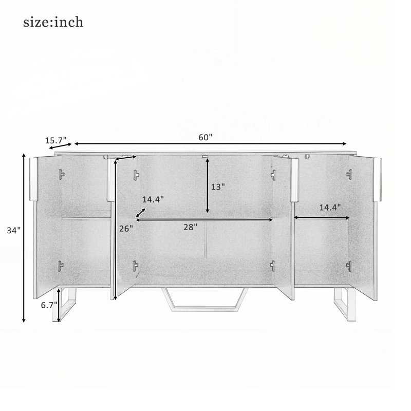 Storage Console Table with Adjustable Shelves, Black