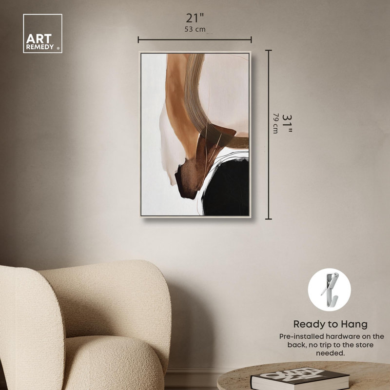 «Earth Curve II Boho Decor», reproduction d'art sur toile par Art Remedy, H 30 po x l 20 po, Cadre argenté