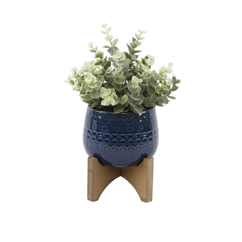 Eucalyptus artificiel 3,5 po en pot, Bleu