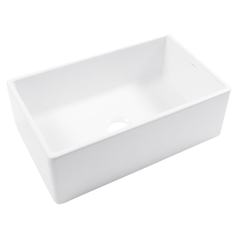 Évier de cuisine à tablier simple encastrable 30 po Austen Fireclay, Blanc mat