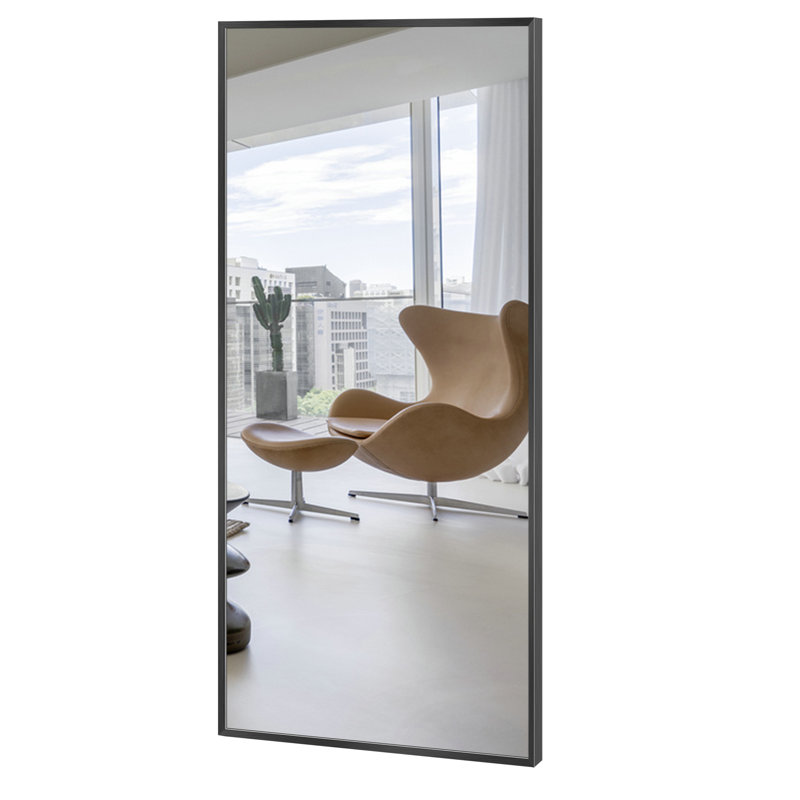 Talma Wood Flat Mirror, 71" H x 32" W, Black