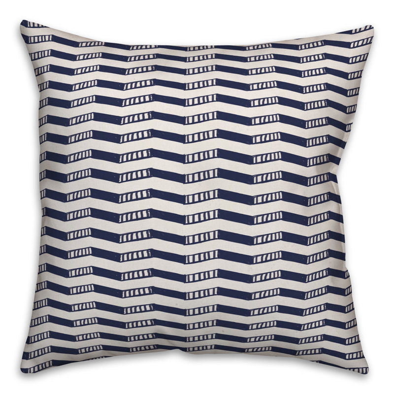  Housse et insert de coussin carré Tally, 16 po x 1 po, Bleu marine à chevrons 1