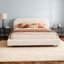 Lit plateforme très grand avec tissu Boucle, lit plateforme tapissier en tissu Boucle avec tête de lit courbée, blanc, assemblage facile-1101998837-1100871392