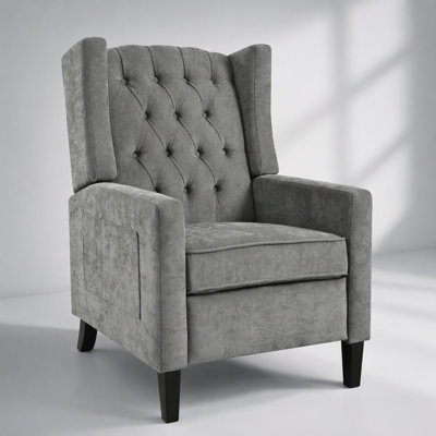Fauteuil inclinable à oreilles réglable manuellement avec table d'appoint pliable, ports de chargement USB et design confortable à dossier inclinable pour les espaces de vie modernes