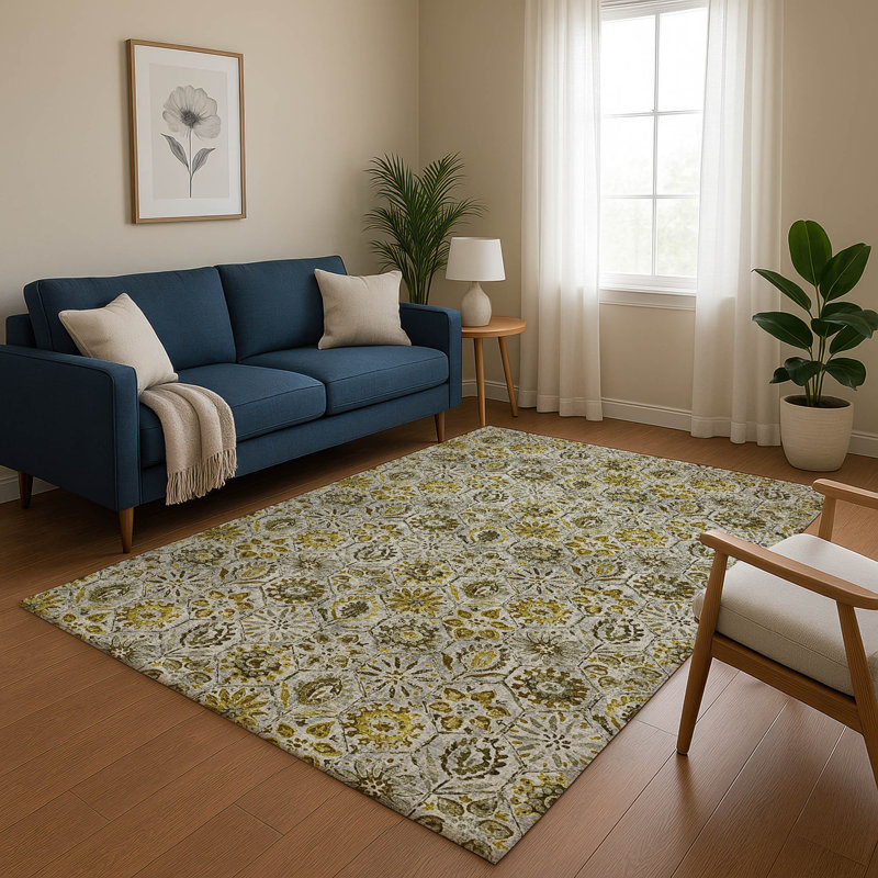 Tapis floral lavable à la machine de qualité supérieure Mayfield AMF1938, Rectangle 10 pi x 14 pi