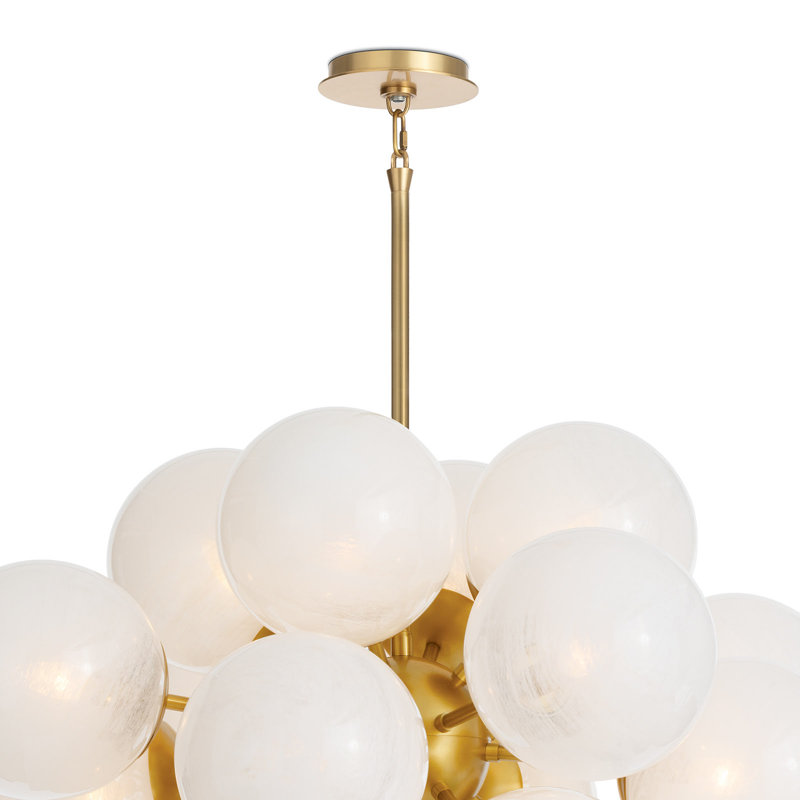 Shine Chandelier (Natural Brass with Smoke Glass), Swirl Glass, Natural Brass