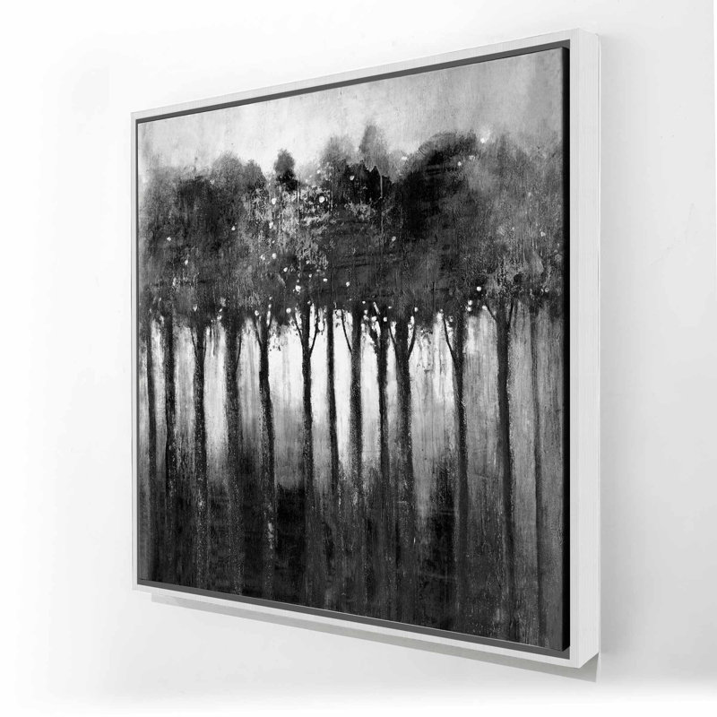 Arbres monochromes - Toile encadrée grise pour la décoration intérieure